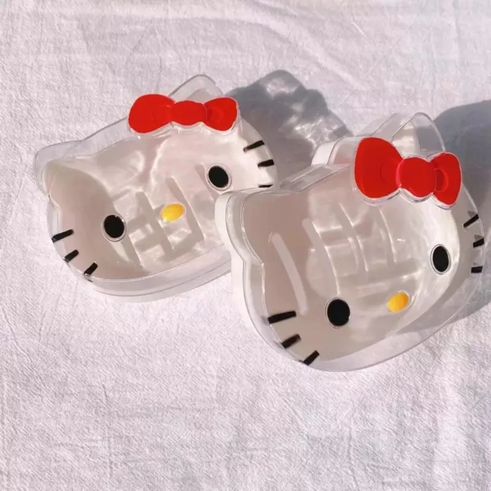 Hello Kitty Two-Piece Soap Dish Clear Face Red Bow Bath Accessory